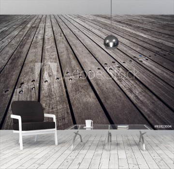 Bild på Rustic Wooden Floor Boardwalk in Perspective